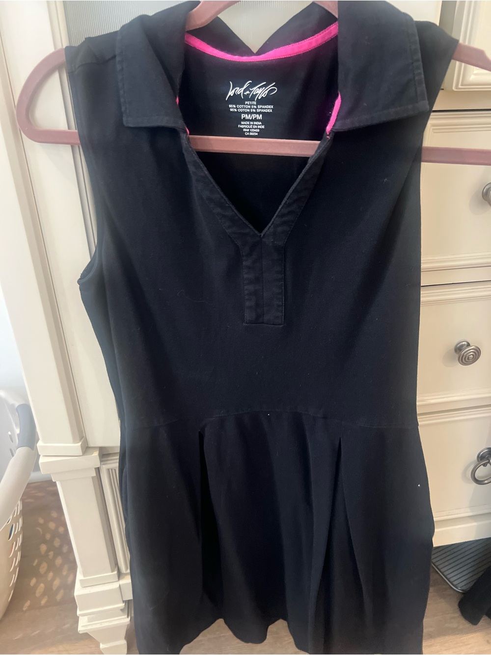 Nautica Black Sleeveless Polo Dress with Pink Trim